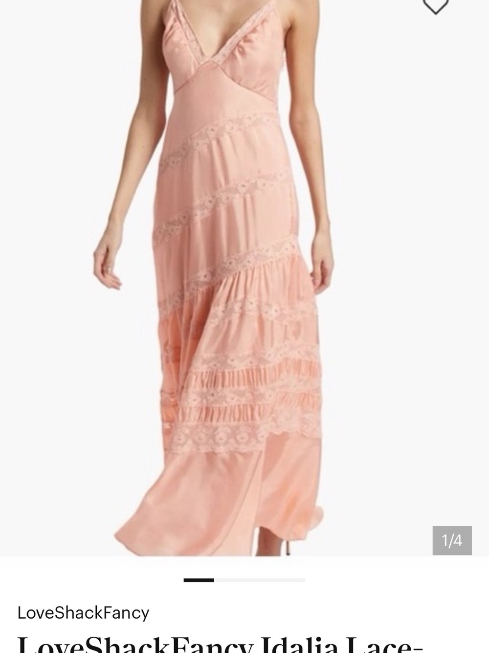 LoveShackFancy Idalia Lace-Trim Slip Maxi Dress - Sunkissed Coral SZ 8 NWT - Picture 2 of 8